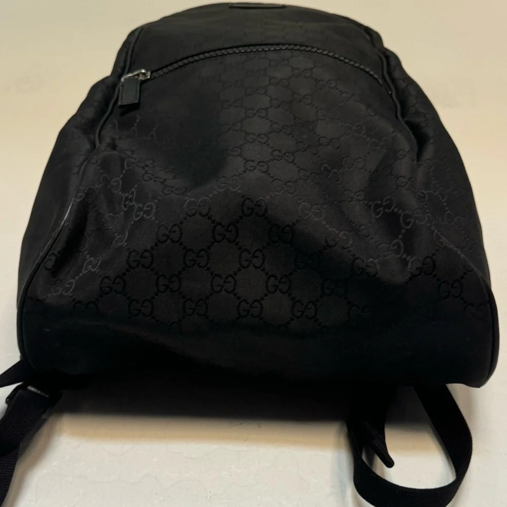 GUCCI GG Monogram Nylon & Leather Backpack in black
